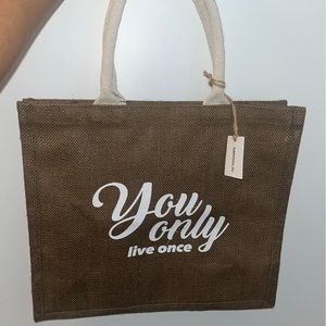 You Only Live Once Summer Woven Tote Bag